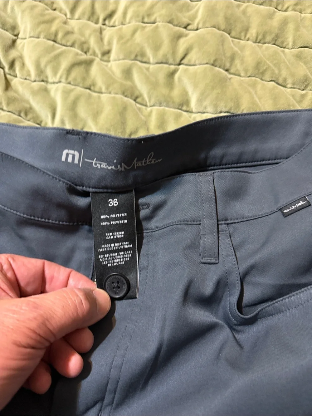 Travis Mathew 36 Men's Straight-Leg Dark Gray Performance Pants